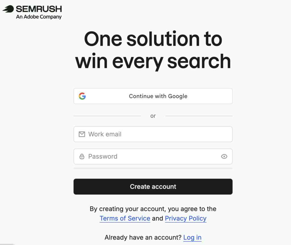Sign in with your work email to create your Semrush account Sign in with your work email to create your Semrush account